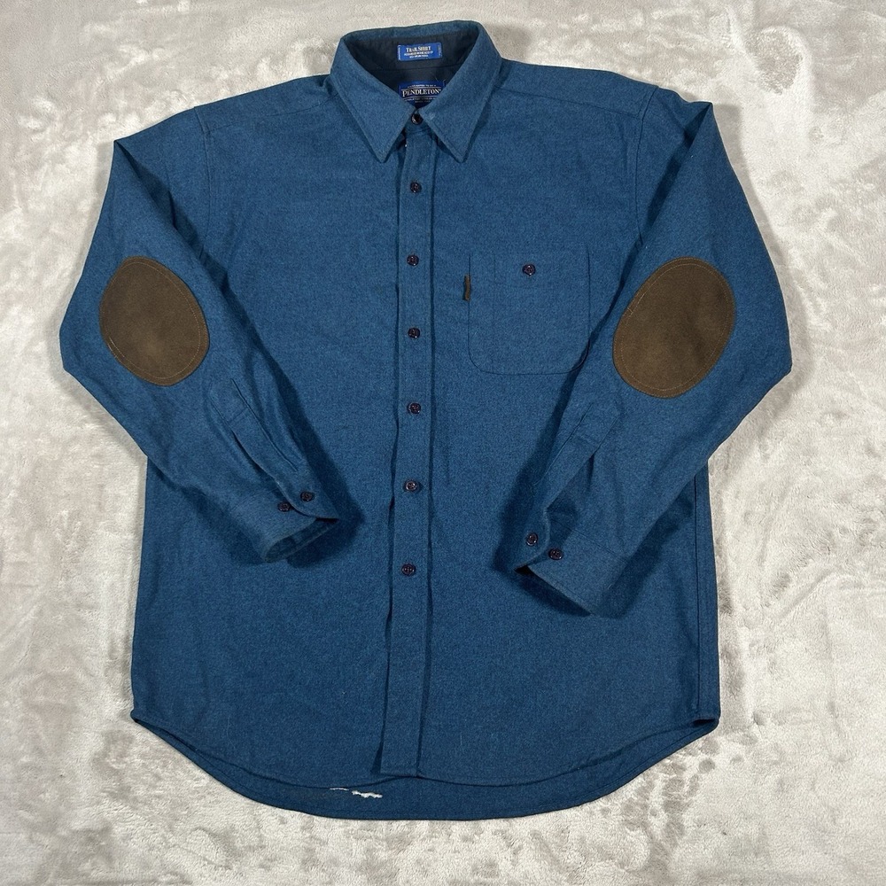 Pendleton Virgin Wool Trail Shirt Large Elbow Patch Flannel Vintage Gorpcore USA